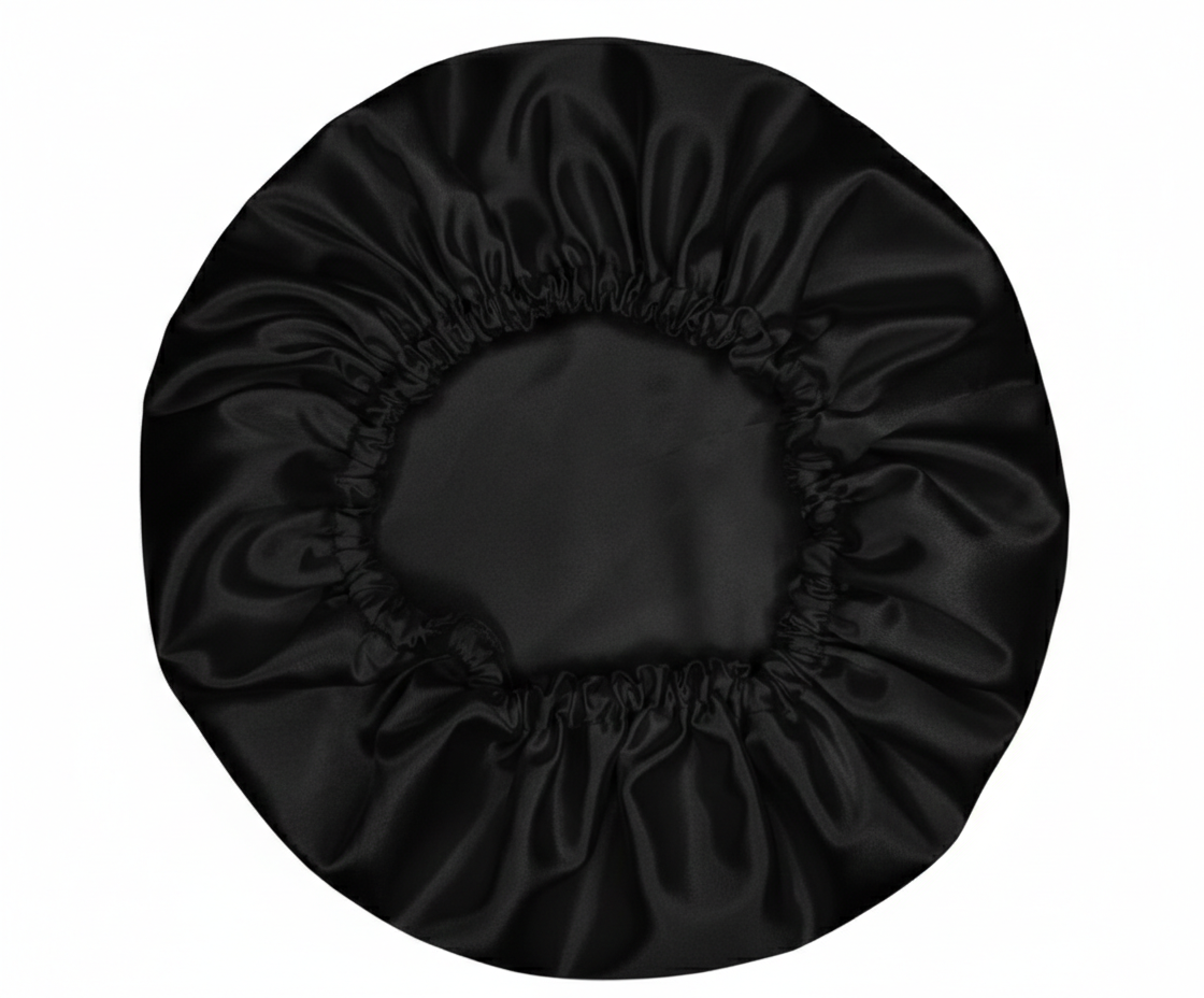 BLACK SATIN BONNET