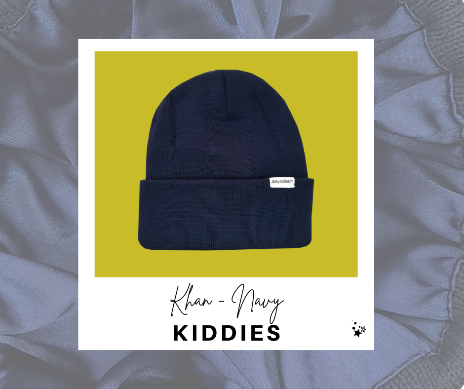 KHAN - NAVY SATIN-LINED BEANIE (KIDDIES)