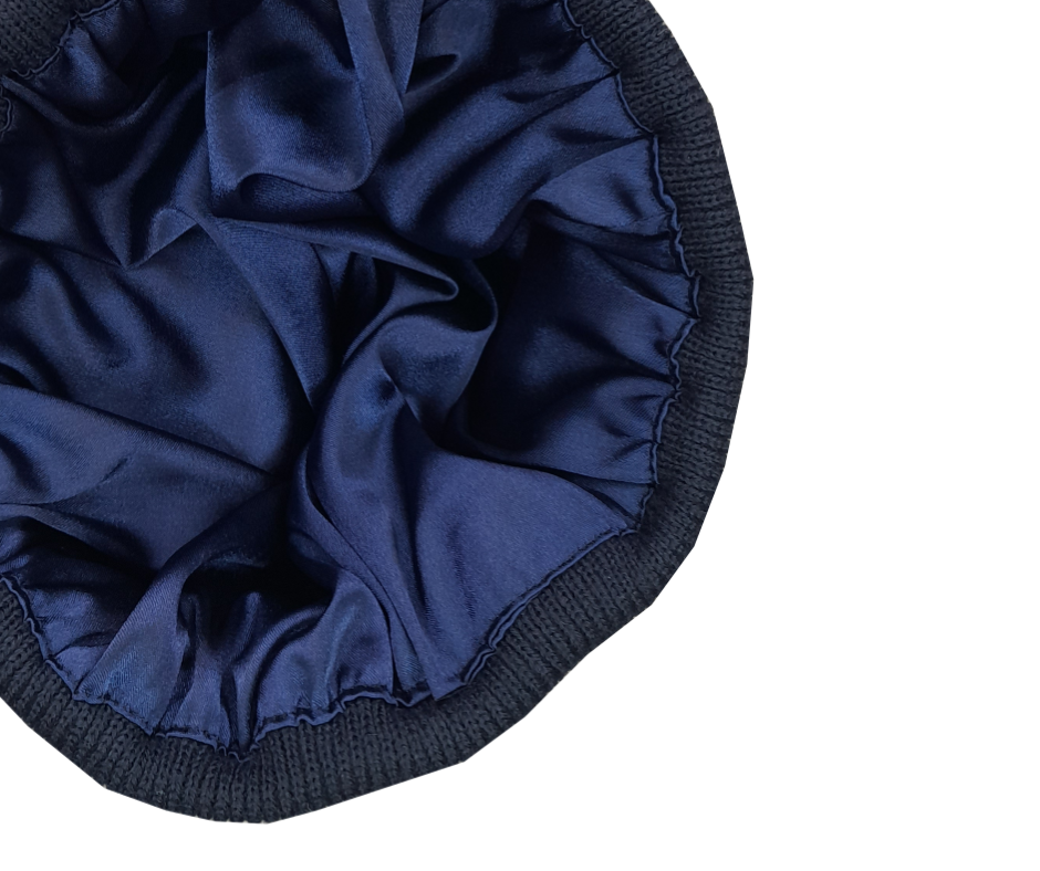 KHAN - NAVY SATIN-LINED BEANIE (KIDDIES)