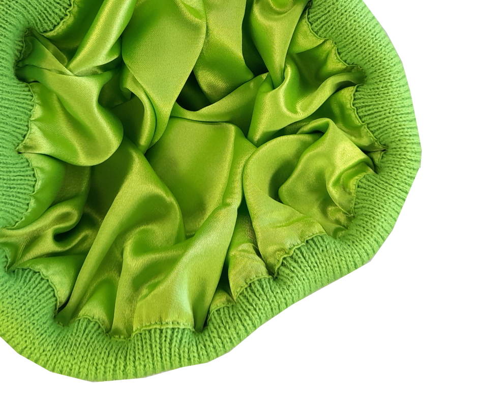LIME - GREEN SATIN-LINED BEANIE