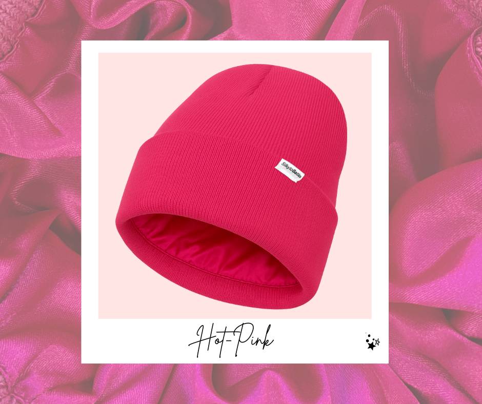 HOT-PINK SATIN-LINED BEANIE