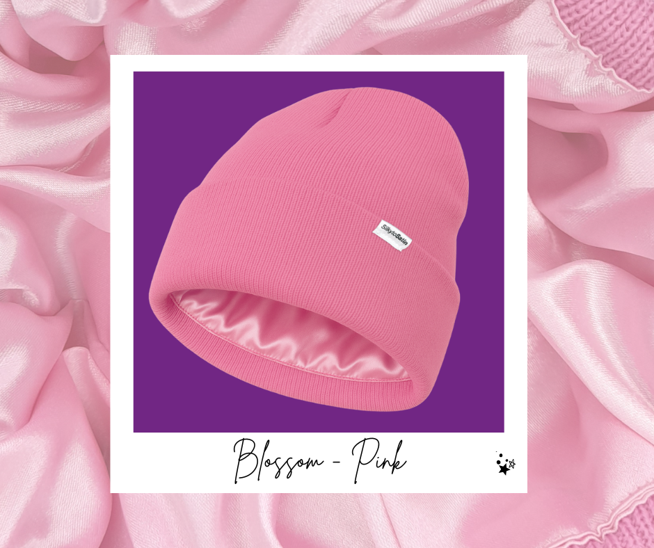 BLOSSOM-PINK SATIN-LINED BEANIE