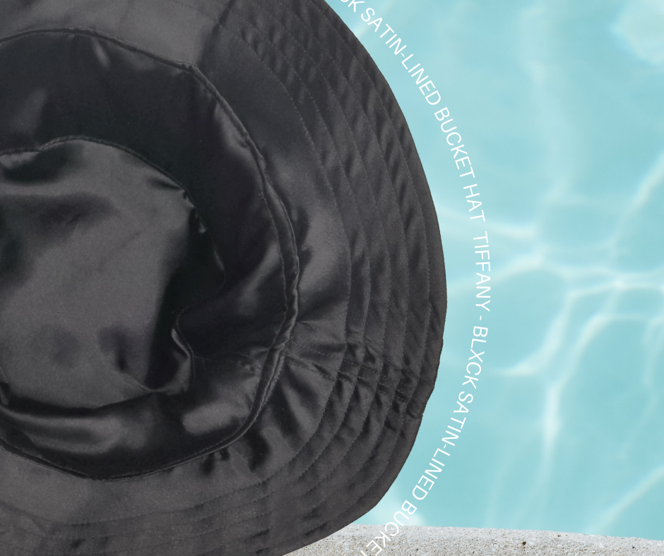TIFFANY - BLXCK SATIN-LINED BUCKET HAT