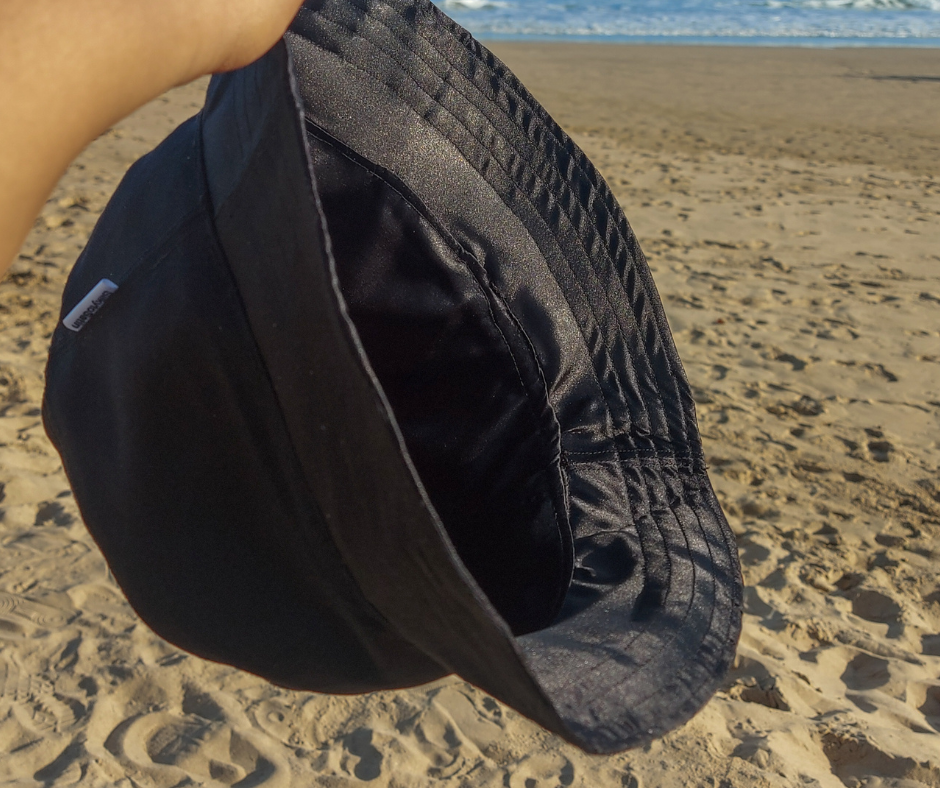 TIFFANY - BLXCK SATIN-LINED BUCKET HAT