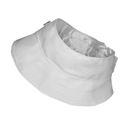 WHITE - AFRO PUFF BUCKET HAT