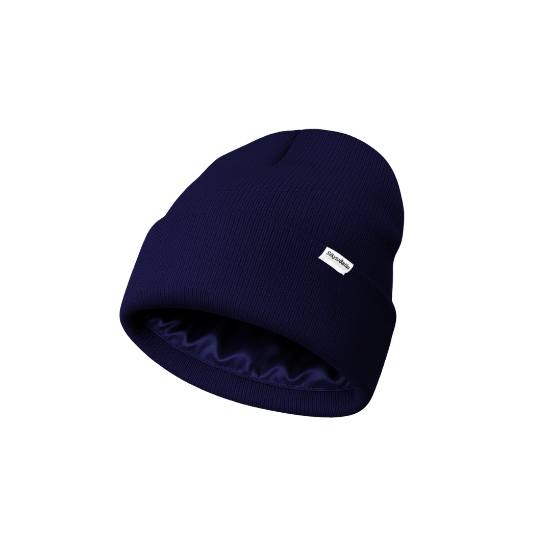 KHAN - NAVY SATIN-LINED BEANIE (KIDDIES)