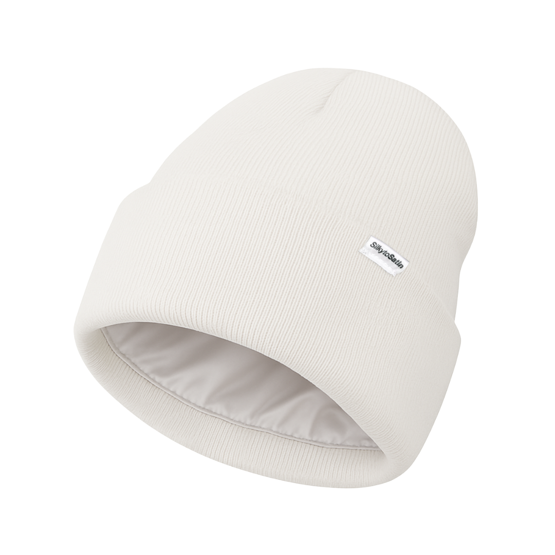 SNOW WHITE SATIN-LINED BEANIE