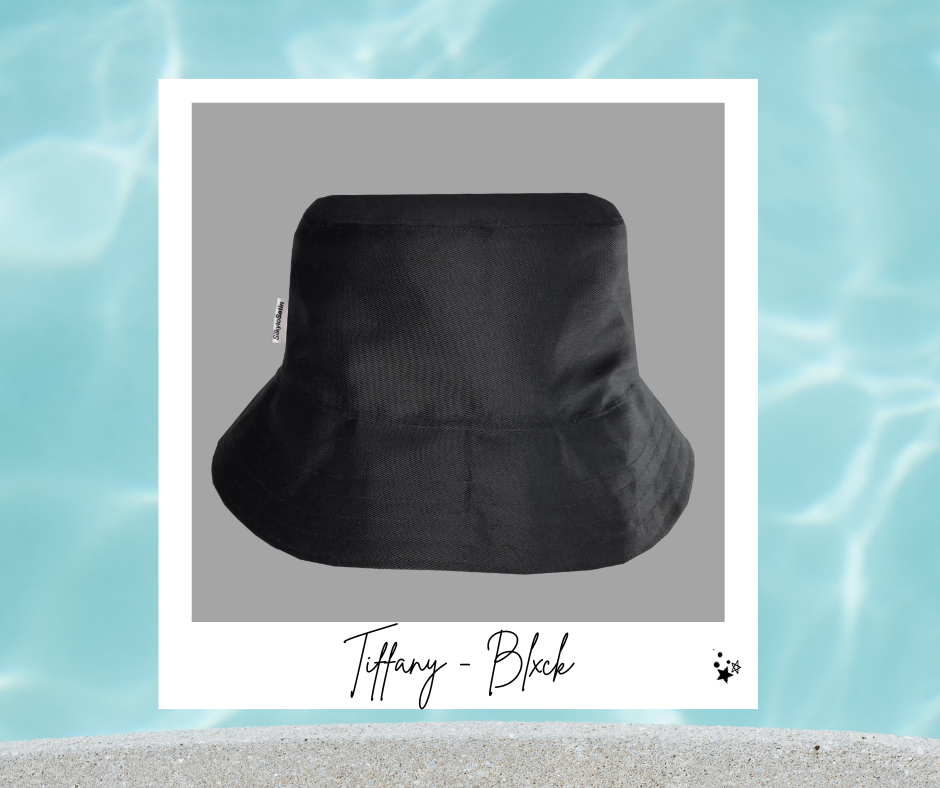 TIFFANY - BLXCK SATIN-LINED BUCKET HAT