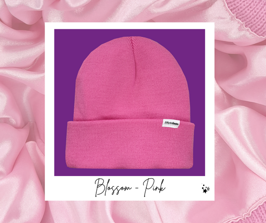 BLOSSOM-PINK SATIN-LINED BEANIE