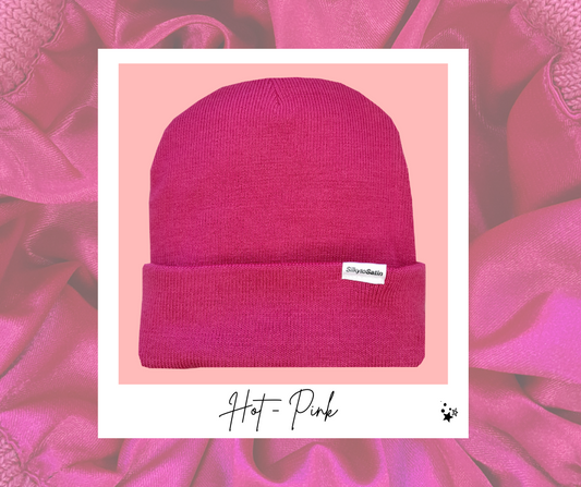 HOT-PINK SATIN-LINED BEANIE