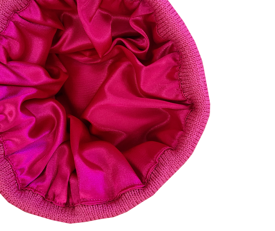 HOT-PINK SATIN-LINED BEANIE