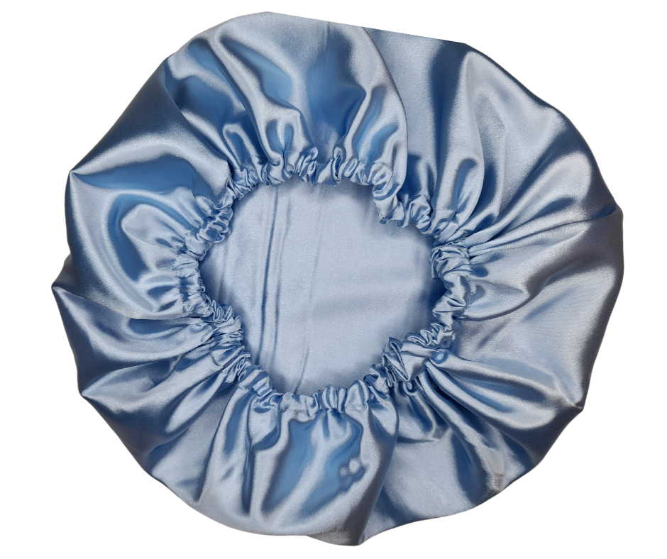 BABY BLUE SATIN BONNET