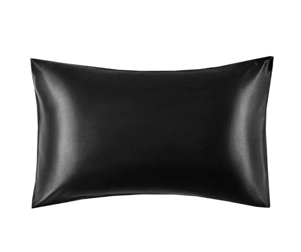 BLACK SATIN PILLOWCASE silkytosatin